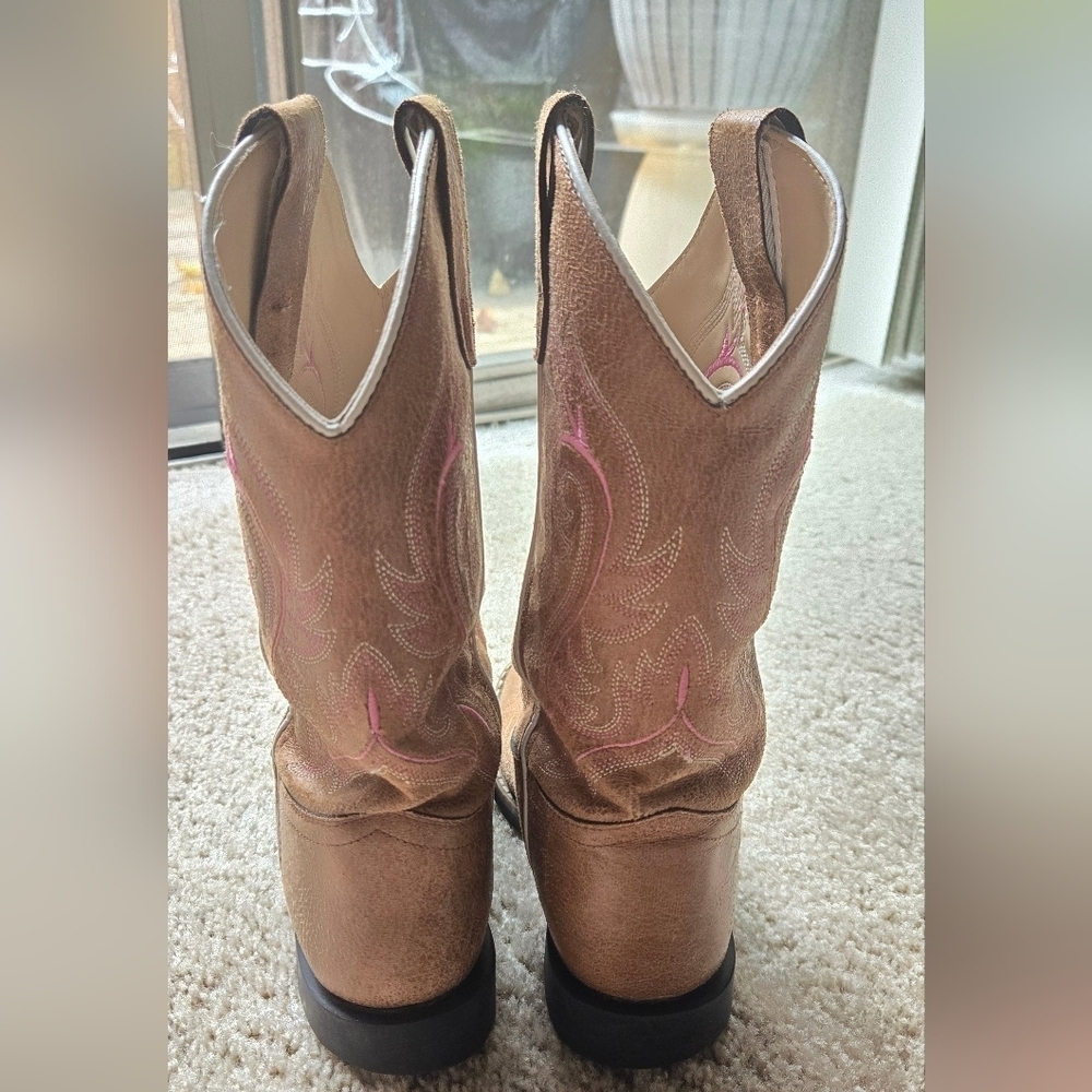 Shyanne Kids Brown and Pink Western Boots - Picture 3 of 9